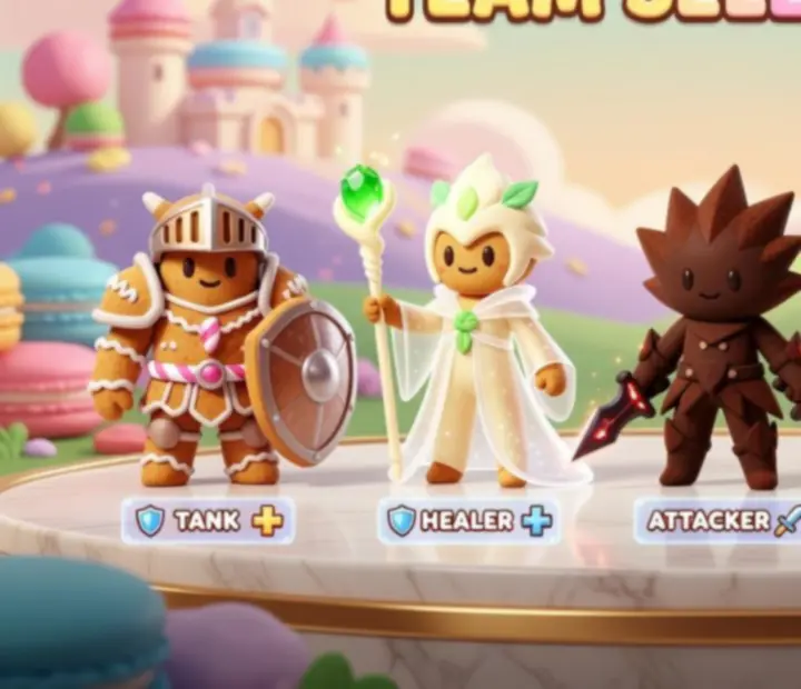 Cookie csapatválasztó képernyő a CookieRun: Kingdom játékban