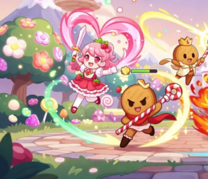 CookieRun: Kingdom csapatcsata játékmenetet bemutató kép