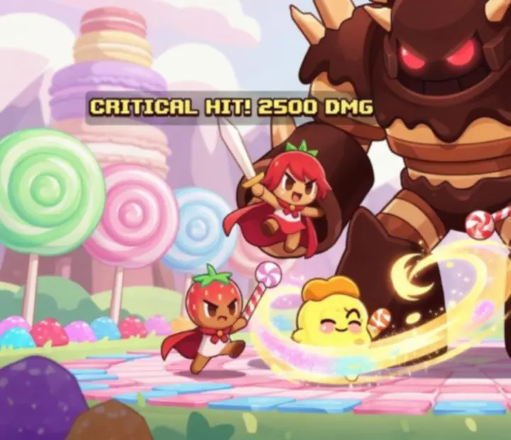 Guild Battles főellenség elleni harc CookieRun: Kingdomban.