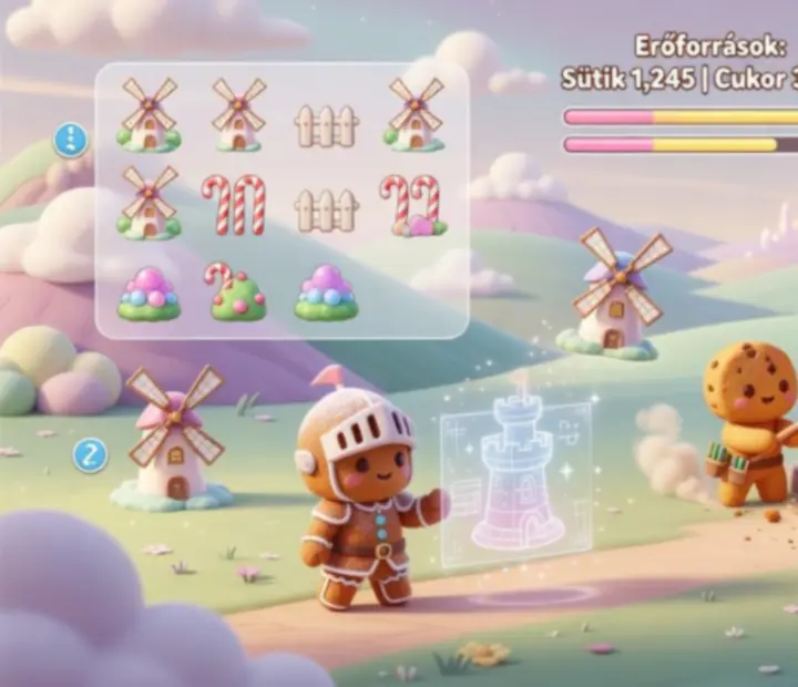 Színes CookieRun: Kingdom királyság épületekkel és dekorációkkal